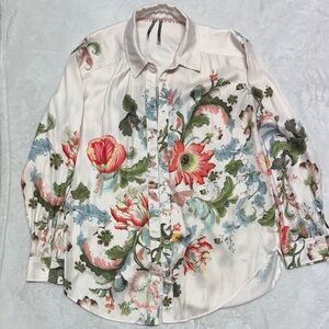 Anthropologie Satin Cream Blouse